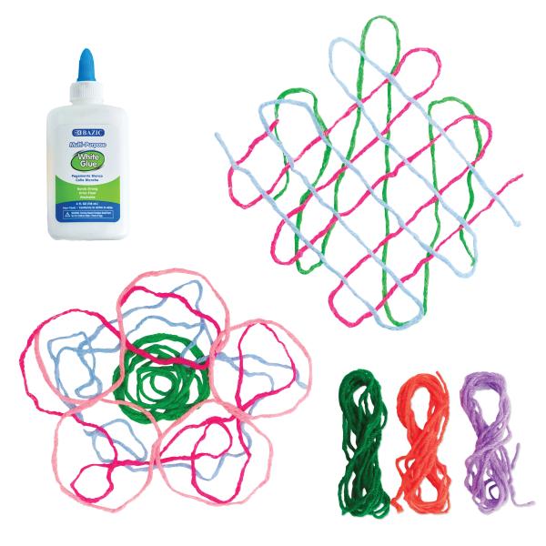 Yarn string and glue sculptures