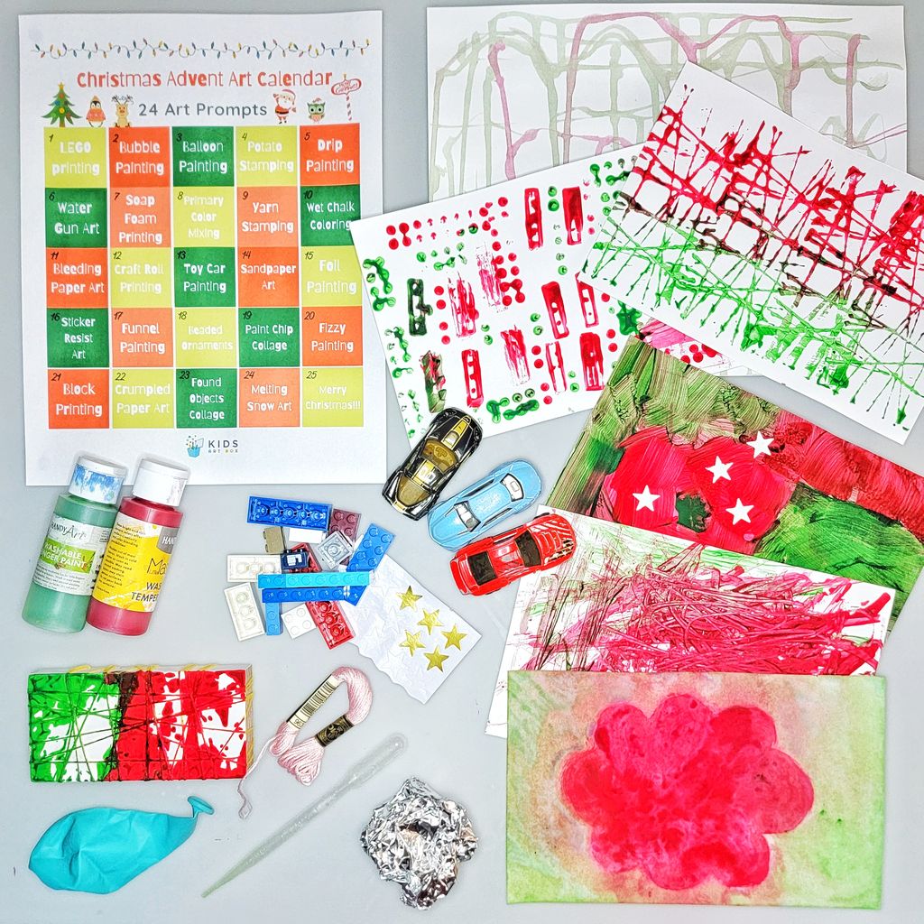 FREE Downloadable! Advent Art Calendar for Kids with 24 Days of Process Art Ideas