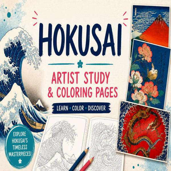Hokusai Artist Study & Coloring Pages