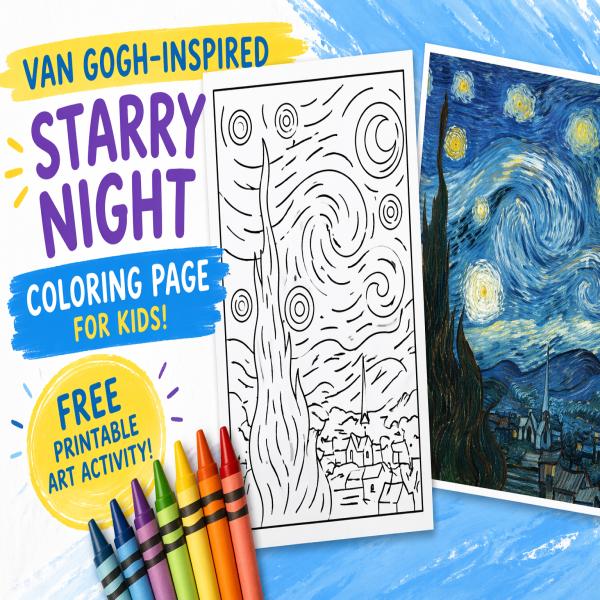 Free Starry Night Coloring Page