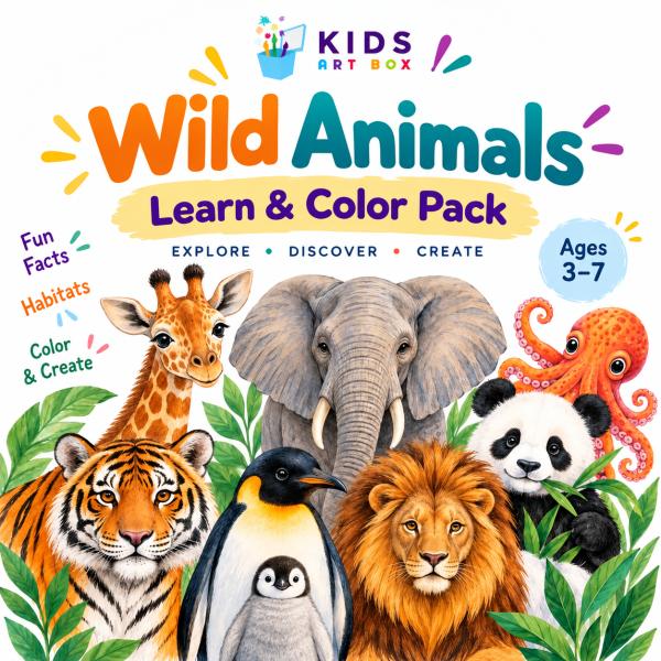 Wild Animals Learn & Color Pack Printable
