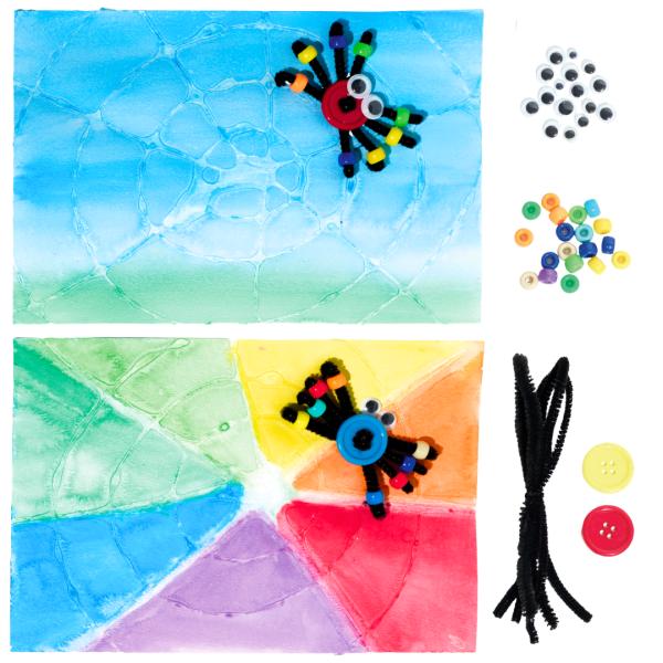 Textured Glue Webs with Beaded Spiders