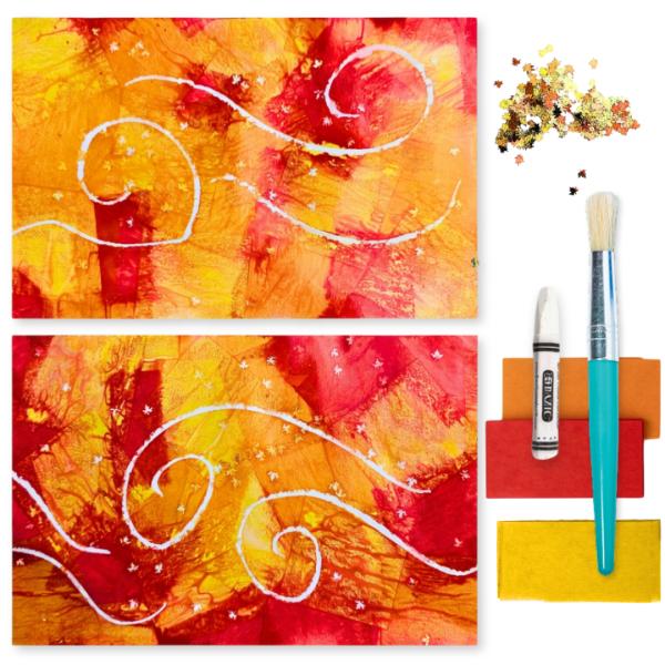 Fall leaves bleeding tissue paper art project for kids ages 3–7