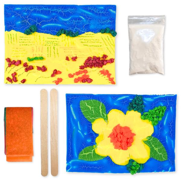 Hands-on impasto art project for kids using thick textured paint and mixed materials to create bold, layered artwork.