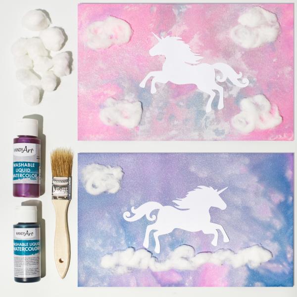 Unicorn in the Sky with Bubbling Background