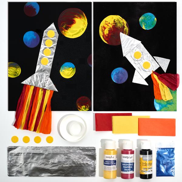 Mixed-Media Rocket in Space