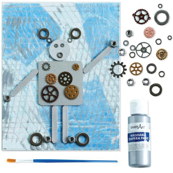 Mixed-Media Loose Parts Robot children's art and crafts