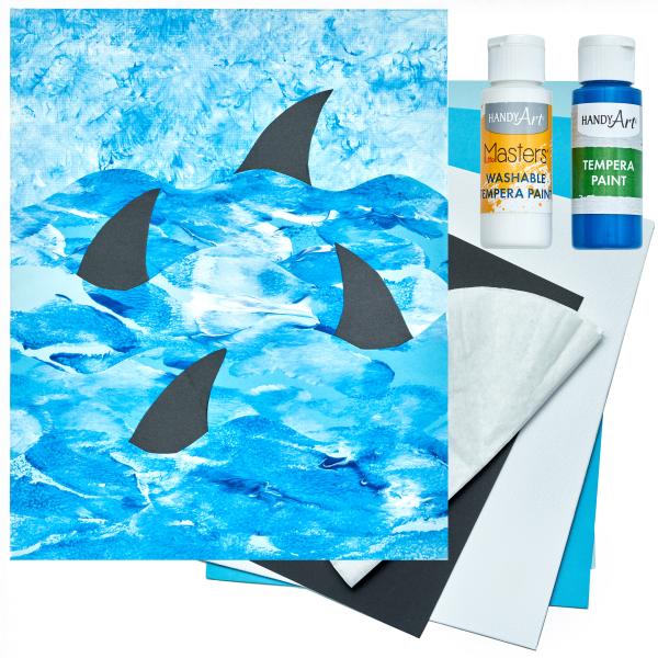 Layered Ocean with Shark Fins