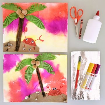 Tropical Skies and Palm Tree Mixed-Media Art