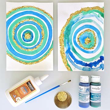 Watercolor and Glitter Geode Painting