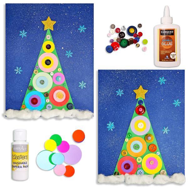 Kandinsky-Inspired Christmas Tree children craft