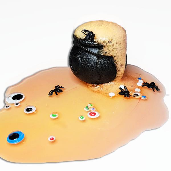 Halloween bubbly cauldron science experiment for kids