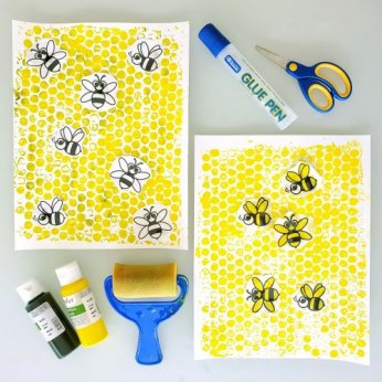 Honeycomb printing and bee art
