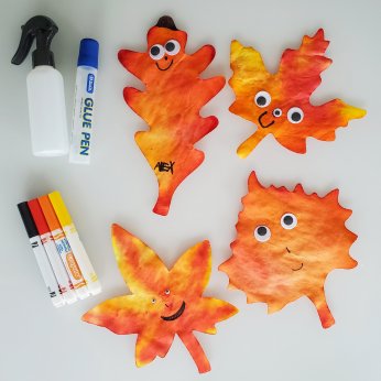 Leaf people with markers and diffusing paper