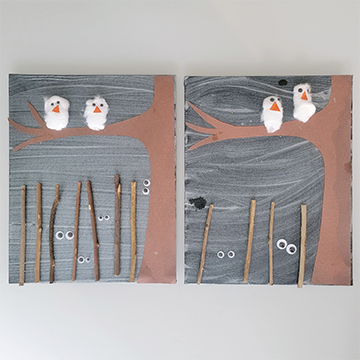 Night Forest with Baby Owls