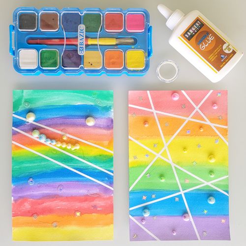 Rainbow Watercolor Paint Resist