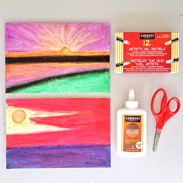 Evening Twilight at Acapulco Oil Pastels and Tissue Paper Reproductions