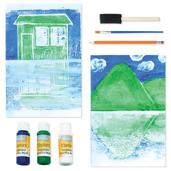 Elementary school kids learn about to make reflections in art