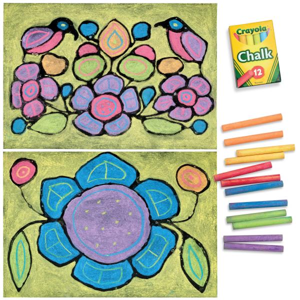 Glue and chalk native art for children